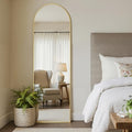Full Length Arched Floor Mirror with Stand - 64x21 Inches, Gold Frame