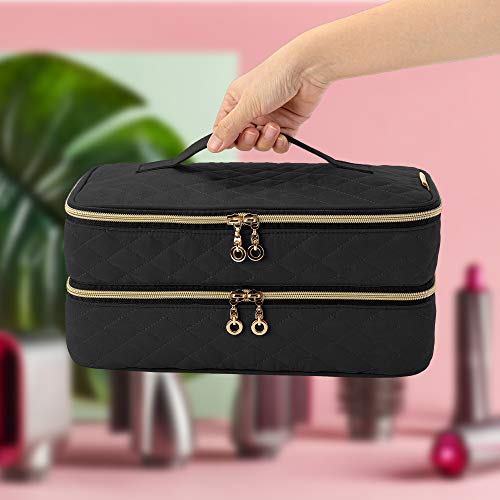 Teamoy Double-Layer Travel Storage Bag Compatible with Dyson Supersonic Hair Dryer, Blow Dryer Storage Bag, Portable Travel Organizer Bag for Hair Dryer and Attachments, Black(BAG ONLY)