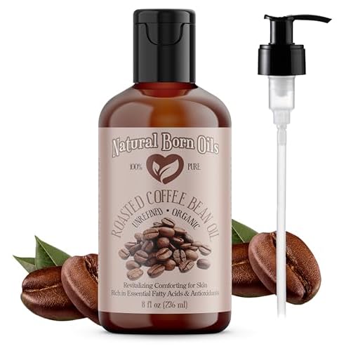 Natural Born Oils Roasted Coffee Bean Oil, 8oz, Organic, Cold-Pressed, Vitamin-Rich, Skin Radiance Enhancer, Hair Conditioner
