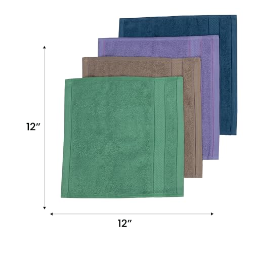 Casa Lino Face Towels & Body Wash Cloths for Showering - 100% Cotton Wash Cloths for Bathroom - Highly Absorbent & Quick Drying Washcloth Set - Cotton Washcloths 24 Pack (12" x 12") - (Multicolor II)