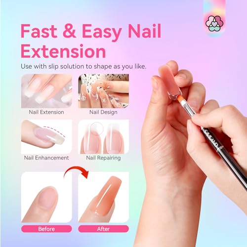 Poly Gel Nail Kit - 20 Color All-in-1 Poly Nail Gel Set for Nail Extensions & Repairs - SAVILAND