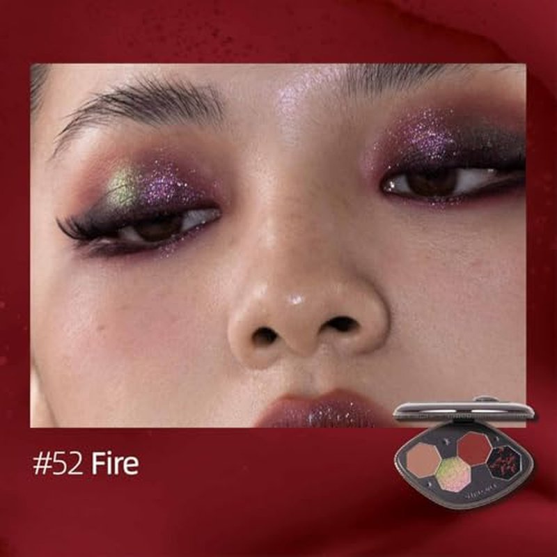 GIRLCULT 4-Color Eyeshadow Palette - Highly Pigmented Matte & Glitter Long-Lasting Eyeshadow Quad, Blendable Radiant Finish with Built-in Mirror for Precision Application #52