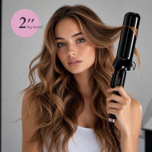 2 Inch Large Barrel Curling Iron for Long Hair, Digital Temp, Dual Voltage