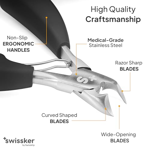 Swissker by Swissklip Heavy Duty Toenail Clippers for Men and Women ? Professional Ergonomic Large Toe Nail Cutter & Trimmer for Thick Nails Seniors, Long Handle Toe Nail Clipper