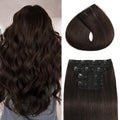 Dark Brown 16 Inch Remy Human Hair Clip-In Extensions - Natural Thick & Seamless, 4PCS