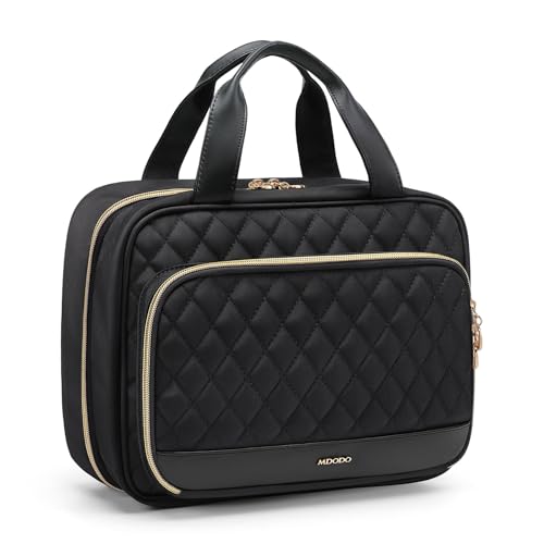Travel Toiletry Bag Hanging Toiletry Bag for Women Water-resistant Cosmetic Makeup Bag for Full Sized Travel Essentials Must Have (Black)