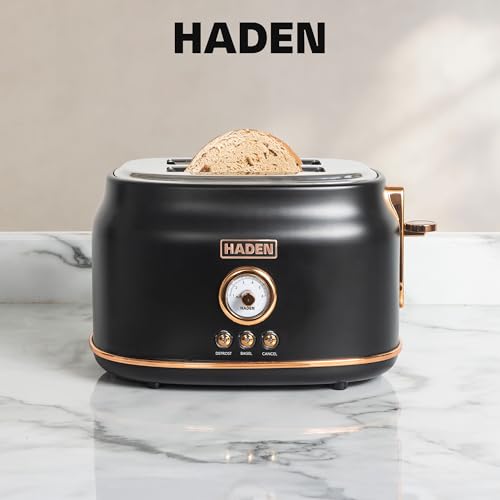Haden Dorset 2-Slice Wide-Slot Toaster Black & Copper - Adjustable Browning