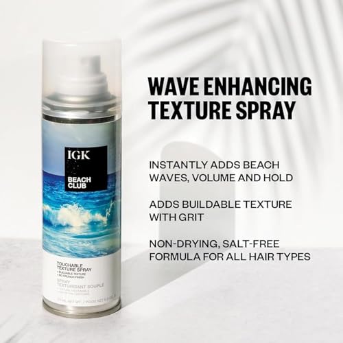 IGK Beach Club Volumizing Texture Spray 2 Pack 5.0 fl oz each (Beach Waves + Instant Volume)