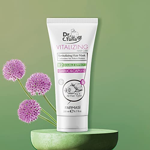 FARMASi Dr. C. Tuna Vitalizing Hair Conditioner, 6.7 fl. oz / 200 ml, Deeply Moisturizing, Repair and Restore Hair, Garlic & Capixyl Double Effect