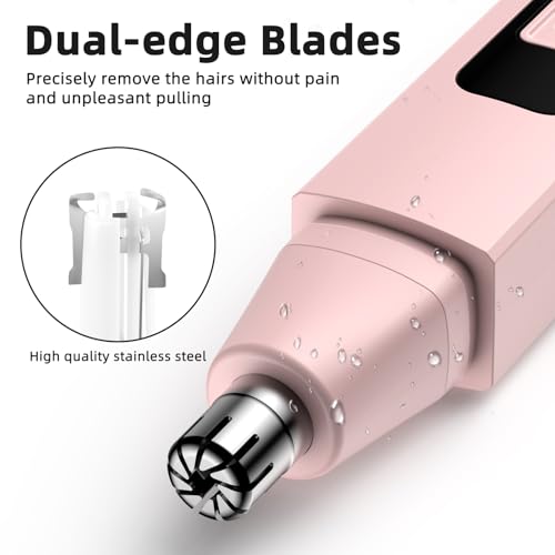 Nose Hair Trimmer Rechargeable Cordless Painless Ear Eyebrow Trimming Tool Dual Edge Blades Razor