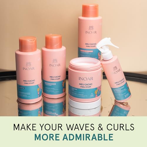 INOAR Meu Cacho Meu Crush Curl Activator with Plant-Based Collagen & Vitamin E for Enhanced Curl Definition & Hydration, 6.7 fl.oz