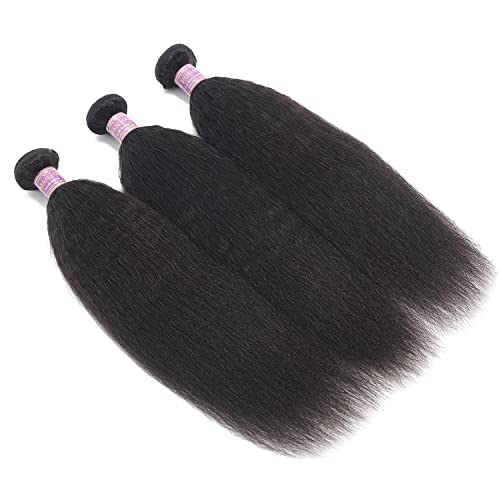 Kinky Straight Human Hair Extensions 12 Inch Natural Black - 1 Bundle