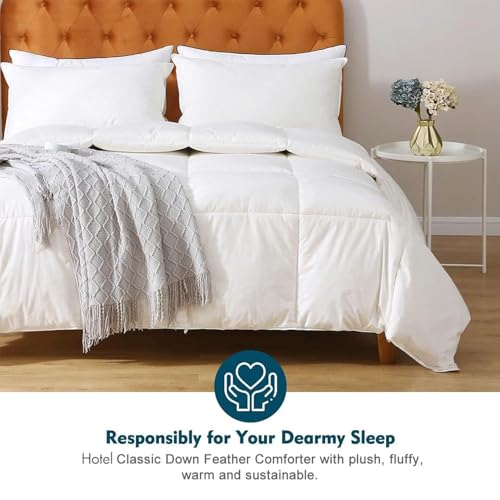 White Queen Medium Weight Down Comforter - All-Season Organic Duvet Insert