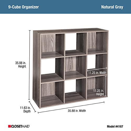 ClosetMaid Cubeicals 9-Cube Storage Organizer Shelf in Natural Gray Finish