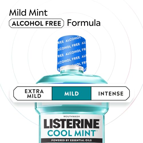 Listerine Cool Mint Alcohol-Free Mouthwash - Mild Mint, 16.9 Fl Oz (Pack of 1)