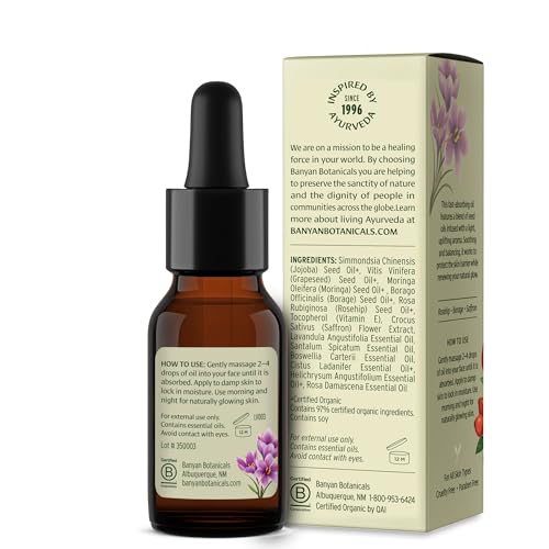 Banyan Botanicals Face Oil - Ayurvedic Rosehip & Jojoba Skin Serum, 0.5 oz