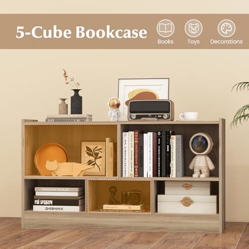 GIANTEX Natural 5-Cube Bookcase Freestanding 2-Tier Open Shelving