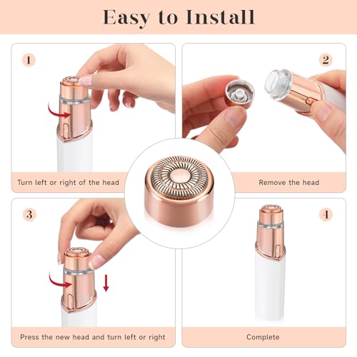 Replacement Heads New Generation 3 for Finishing Touch Flawless Facial Hair Remover Ring Light,New Version Replacement Blades for Women,18K Gold-Plated Rose Gold for Flawless