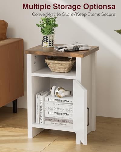 YESHOMY Farmhouse Nightstand Set of 2 with Barn Doors - White Bedroom Storage