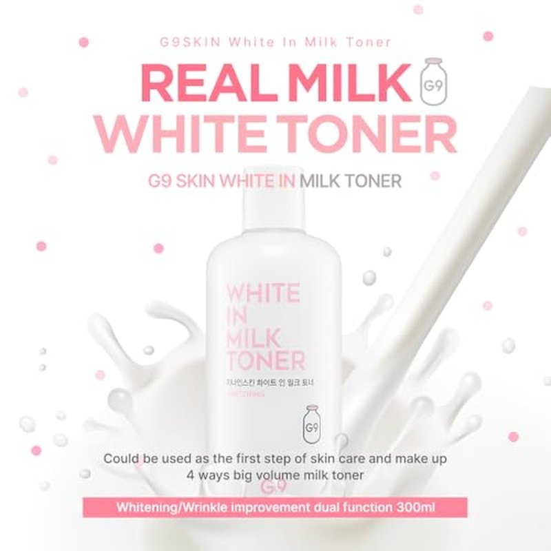G9SKIN White in Milk Toner 300ml ? Lightweight Daily Hydrating Milk Toner, Balancing & Moisturizing Facial Toner for Dry and Sensitive Skin, Korean Skincare