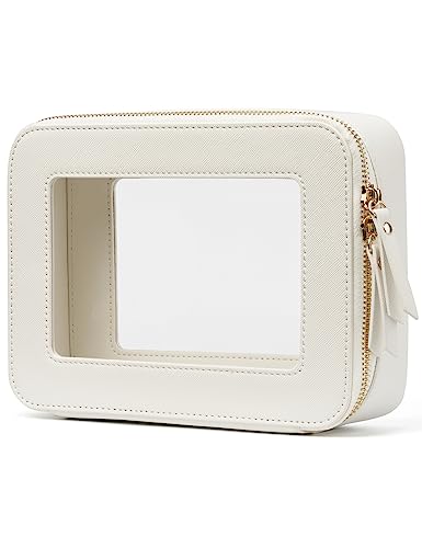 White Medium Clear Makeup Bag with Zipper - Travel Toiletry Organizer