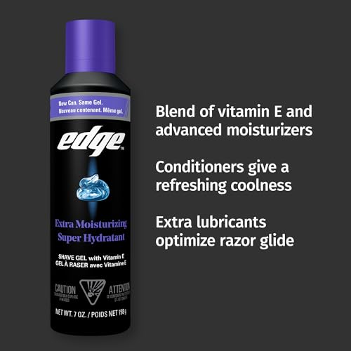 Edge Extra Moisturizing Shaving Gel for Men with Vitamin E, 7 oz (6 Pack)