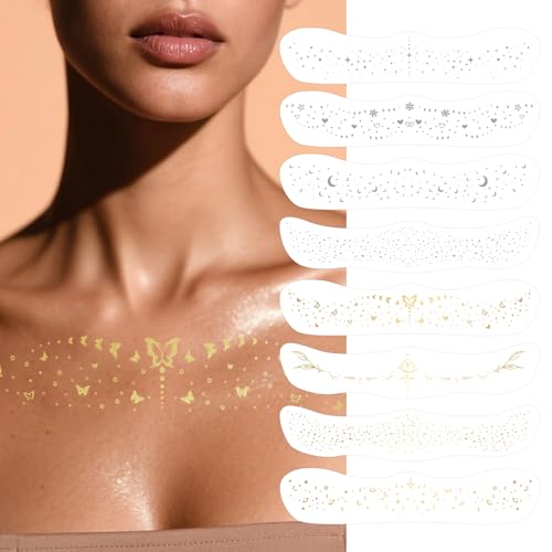 Snake Scales Tattoo Stickers Helloween Gold Python Scales Waterproof emporary Tattoos Stickers for Women Men Girl Adults Holiday Party Decoration Supplies (4 Sheet)