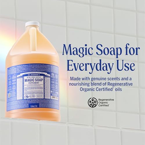 Dr. Bronner's Peppermint Castile Liquid Soap Refill 128 Fl Oz - Bulk Pack