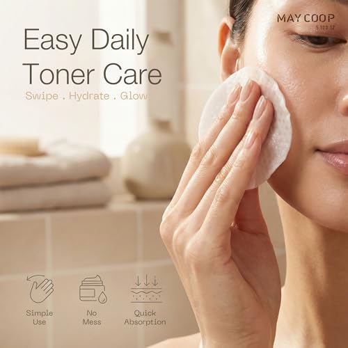 MAY COOP Raw Moisture Toner Pads with Maple Sap & Chamomile, Hydrating & Exfoliating, 70 Count