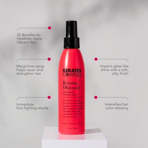 Keratin Obsessed Multi-Benefit Hair Treatment Spray 5 Fl Oz - Color Safe, Frizz Control & Shine