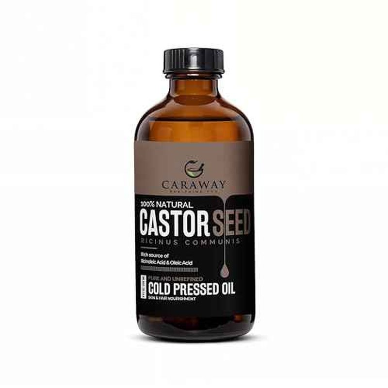 CARAWAY Cold Pressed Pure Castor Oil ? Indian Handmade | Therapeutic Grade | Edible | For Liver Detox, Hair Growth, Eyelashes, Skin, Constipation & Joint Pain | Glass Bottle ? 236ml
