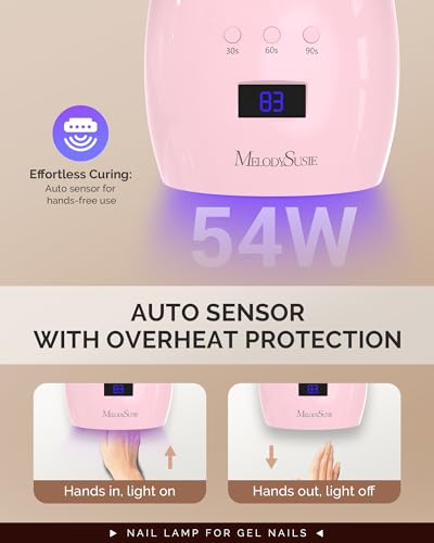 MelodySusie 54W Pink UV/LED Nail Lamp P-Plus30I with Detachable Base for Gel Curing