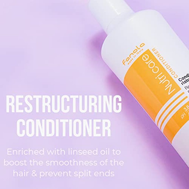 Fanola No Yellow Shampoo & Nutri Care Restructuring Deep Conditioner 11.8 oz / 2pk - Anti Brass Depositing Purple Shampoo Toner for Blonde & Damaged Hair