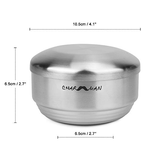 Stainless Steel Shaving Soap & Cream Bowl with Lid | Three-walls Heat Preservation | Heavy Weight Steel