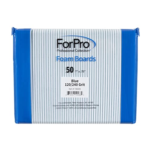 ForPro Professional Collection Blue Foam Board, 120/240 Grit, Mylar Manicure and Pedicure Nail File, 7¡± l x .75¡± w, 50 Count