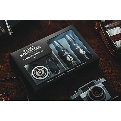 Percy Nobleman Beard Grooming Kit ? Gift Set with Signature Scented Beard Oil (1.7 fl oz), Beard Wash (1.7 fl oz), Beard Balm (0.7 fl oz) & Beard Comb for Softening, Hydration & Beard Maintenance