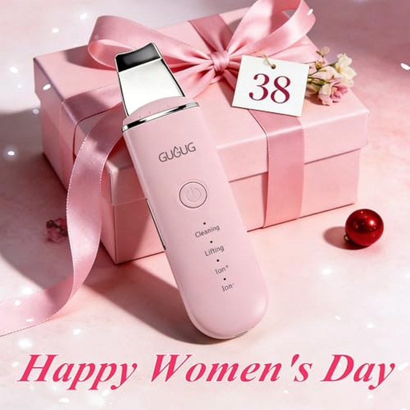 GUGUG Skin Scrubber Face Spatula - Skin Spatula Blackhead Remover Pore Cleaner with 4 Modes, Skin Care Tools-Pink
