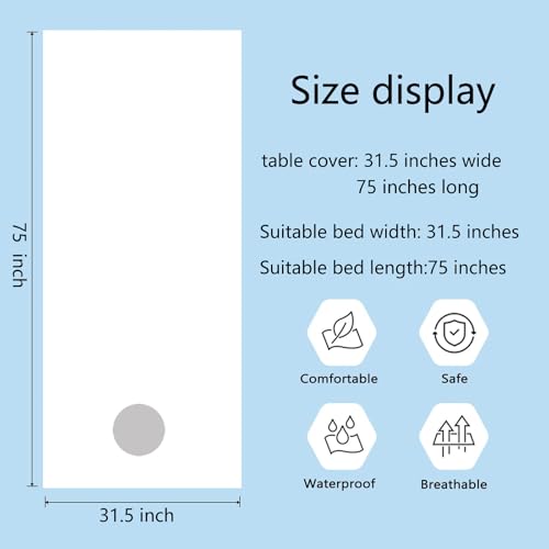 White Reusable Massage Table Sheets 75x31.5 Inches with Face Hole - Waterproof & Oilproof Fitted Bed Cover