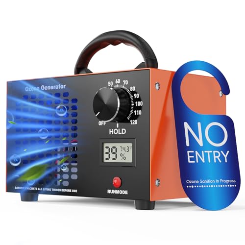 Orange Ozone Generator 160,000mg/h with Temp & Humidity Display - Large Space Air Purifier & Odor Remover