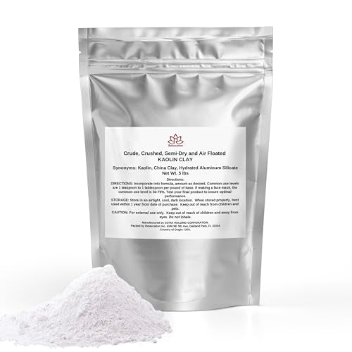 Relaxcation 5 lb White Kaolin Clay Powder for Face, Hair & Body Masks, Soap, Bath Bombs
