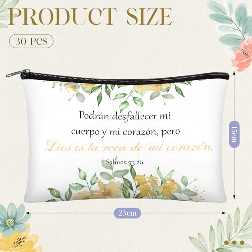 30 Pcs Christian Makeup Bags - Spanish Bright Style Religious Gifts for Women