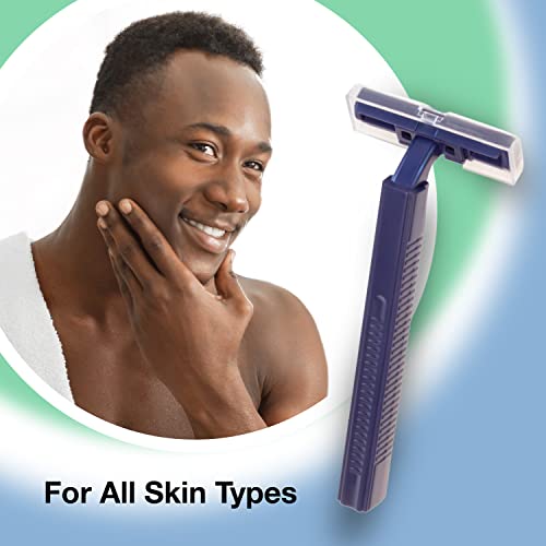 144 Pack Disposable Twin Blade Razors with Safety Cap - Individually Wrapped