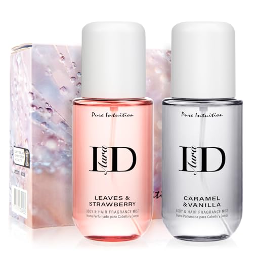Women’s Fragrance Body & Hair Mist Set - Caramel Vanilla & Strawberry Leaves, 2 Pack, 5.9 fl oz Each