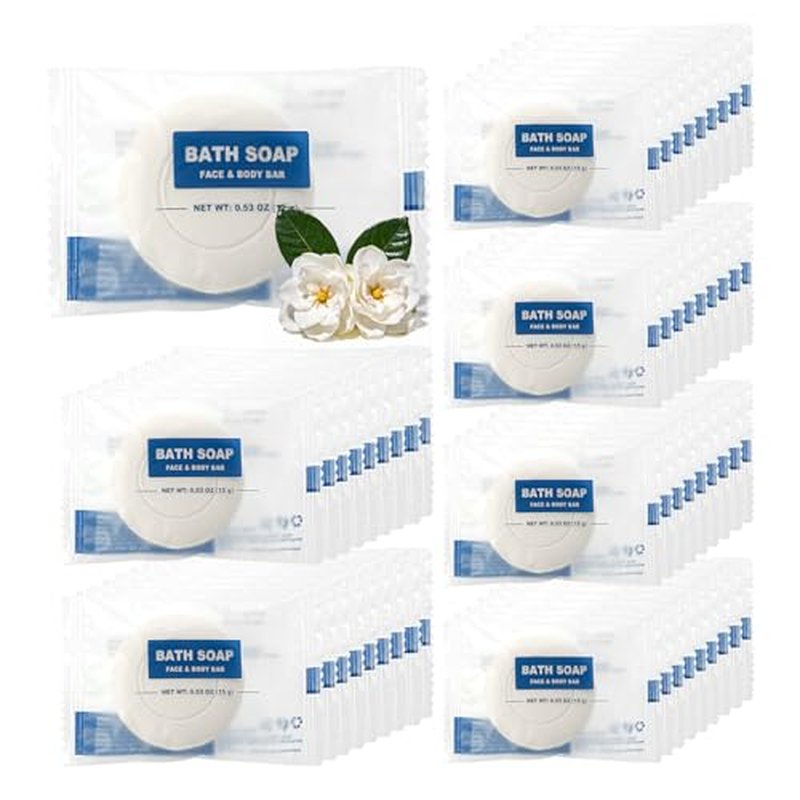 100 Pack Mini Travel Size Bar Soap Bulk,0.53 oz/15 grams Individually Wrapped Round Small Disposable Hotel Soap Bars Toiletries for Church,Homeless Gifts,Bathroom,Guest