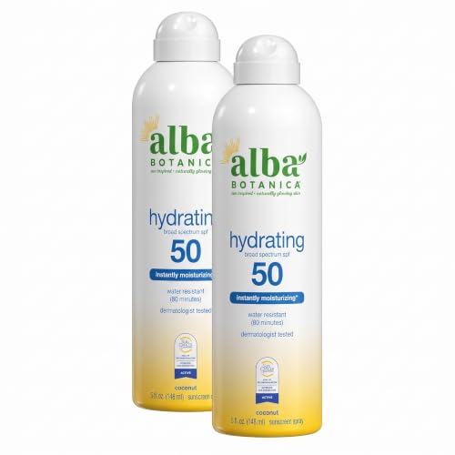 SPF 50 Sunscreen Spray for Face & Body - Hawaiian Coconut, Water Resistant, 5 Fl Oz Pack of 2