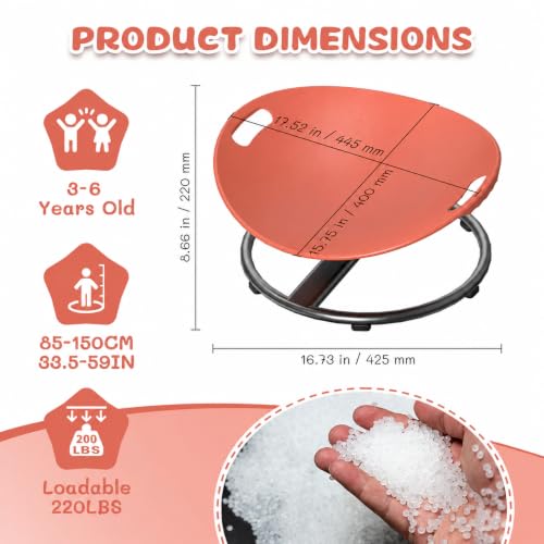 Kids Sensory Spinning Chair with Safety Handle - Orange, Small