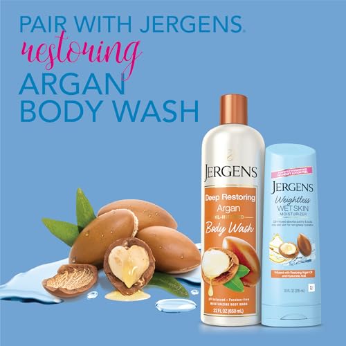 Jergens Restoring Argan Oil Wet Skin Moisturizer 10 oz Pack of 4 - Hydrating Shower Lotion for Dry Skin