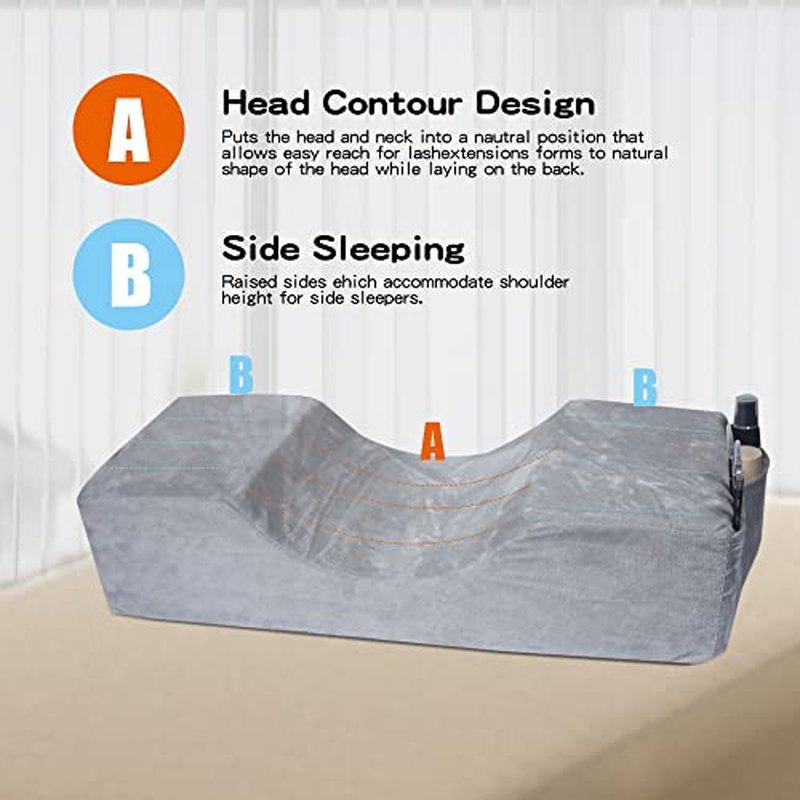 Beauty Salon Eyelash Extension Neck Pillow - Comfortable Velvet Beauty Memory Foam Pillow,to Protect The Neck When Used for Lash Extension Grafting Make Up (Grey)¡¦