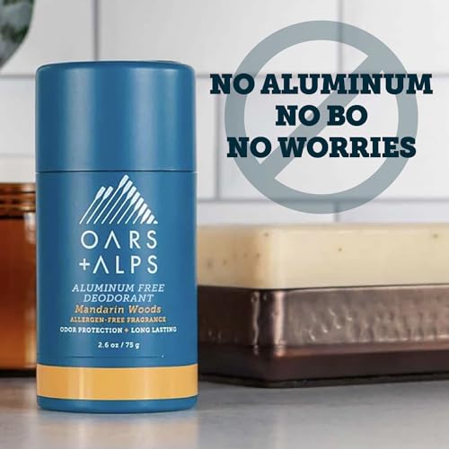 Oars + Alps Aluminum Free Men's Deodorant Clear No Residue Mandarin Woods 2pk