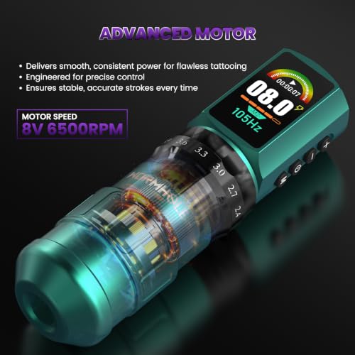 Wireless Tattoo Machine Kit with 2 2300mAh Batteries - 2PCS, Adjustable Modes, Fast Charging, Portable Cordless Design - Variation of THIS listing